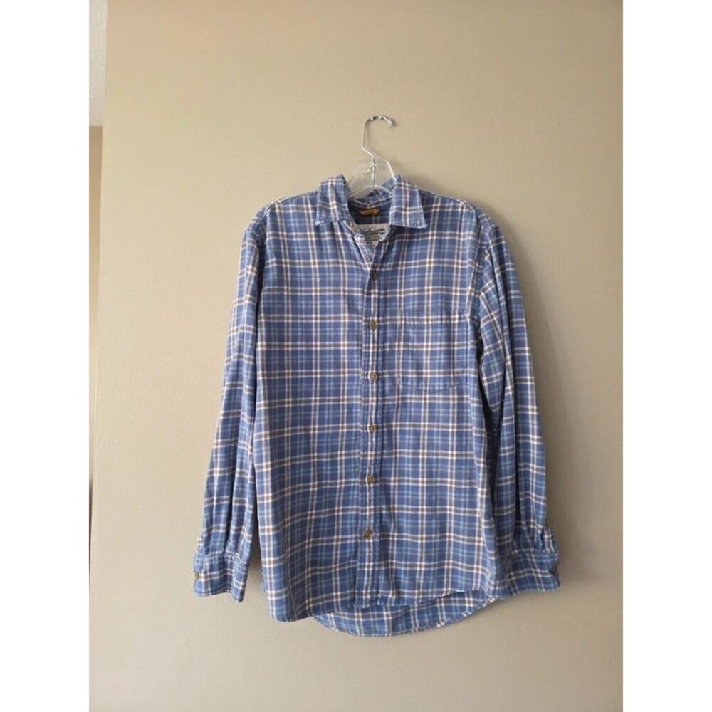 Timberland blue plaid button down shirt